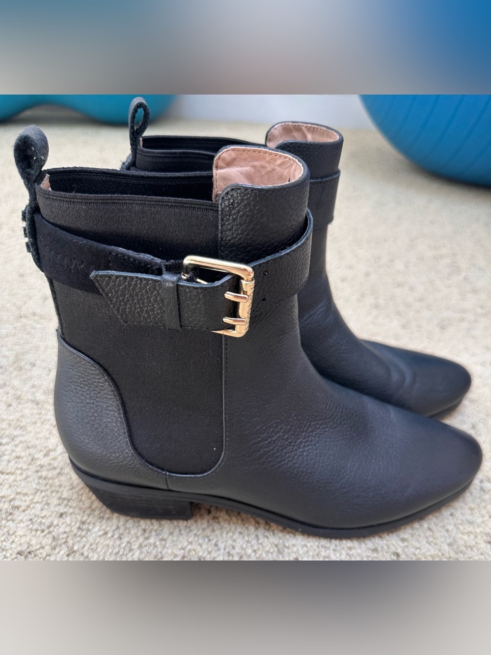 Jack Rogers Black Goring Pull-Tab Water Resistant Easton Leather Booties